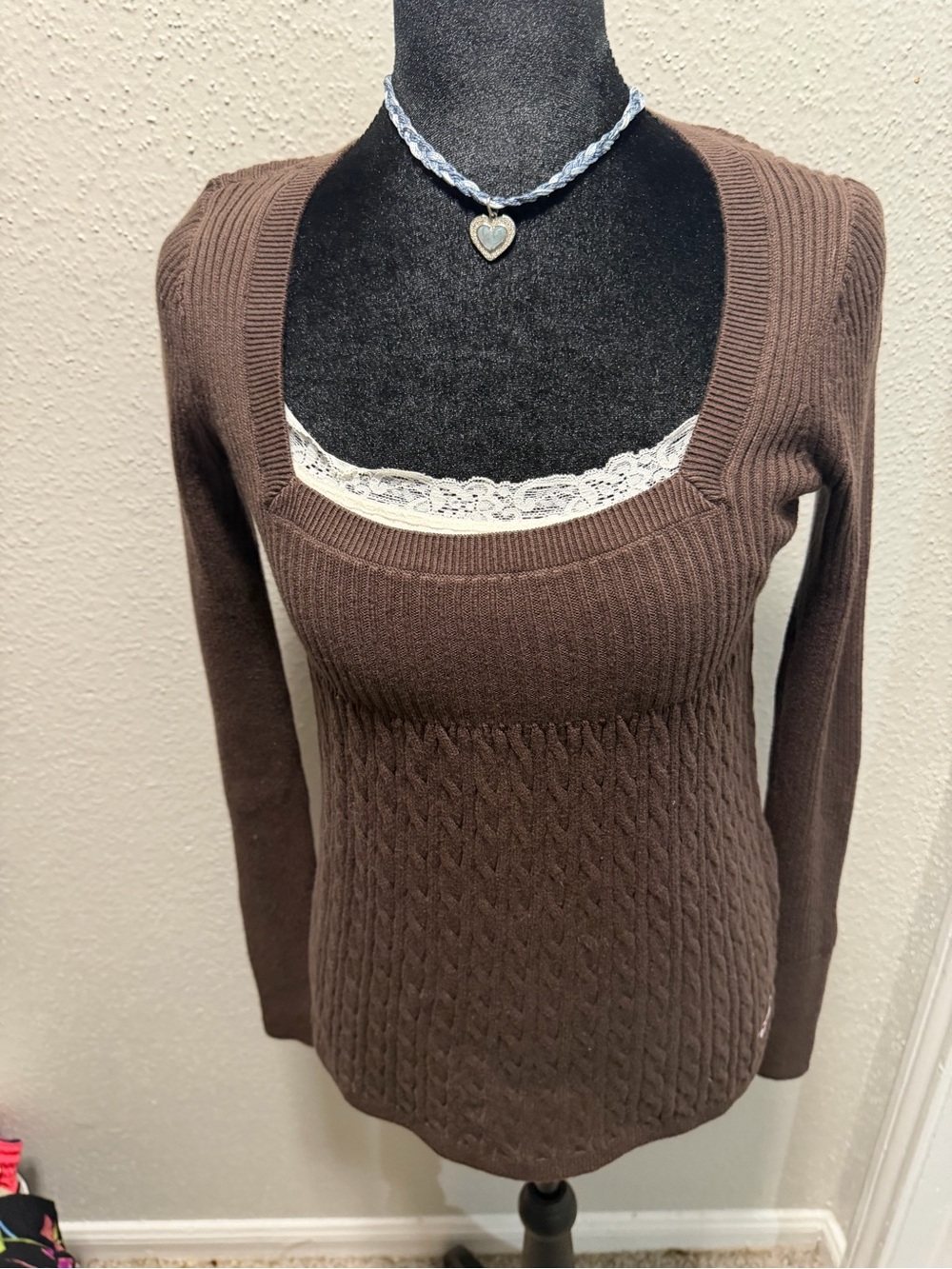 Hollister Chocolate Brown Ribbed Scoop Neck Sweater